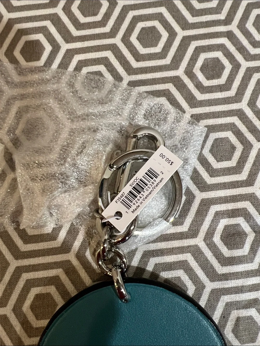 Coach Teal and Navy Hawaii Round Bag Charm